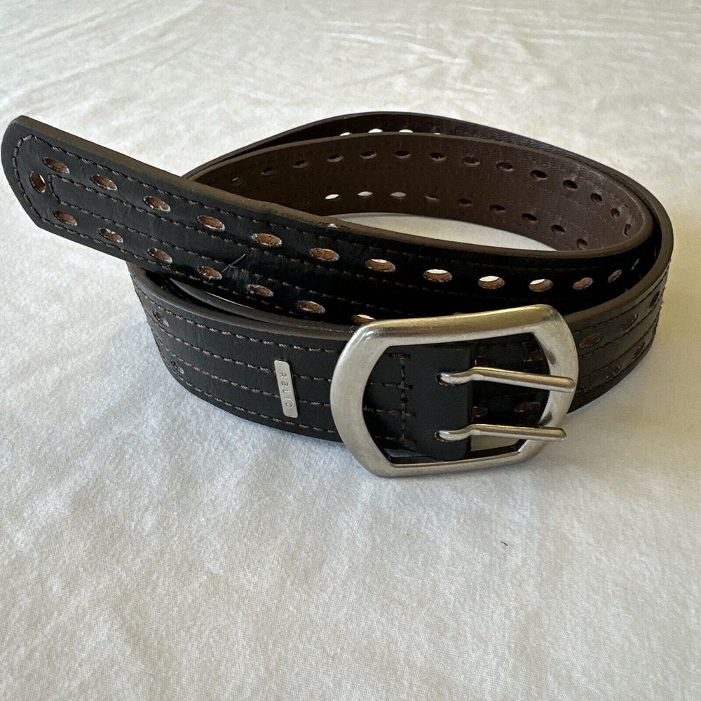 Relic Faux Leather Women's Belt Silver-tone Buckle 43.5" long Adjustable